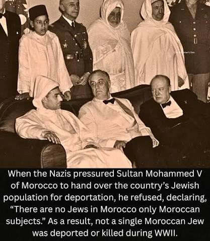 The Casablanca Conference, January 1943 — Roosevelt and Churchill at the Anfa Hotel, Casablanca, where they also hosted Sultan Mohammed V for a private dinner on January 22